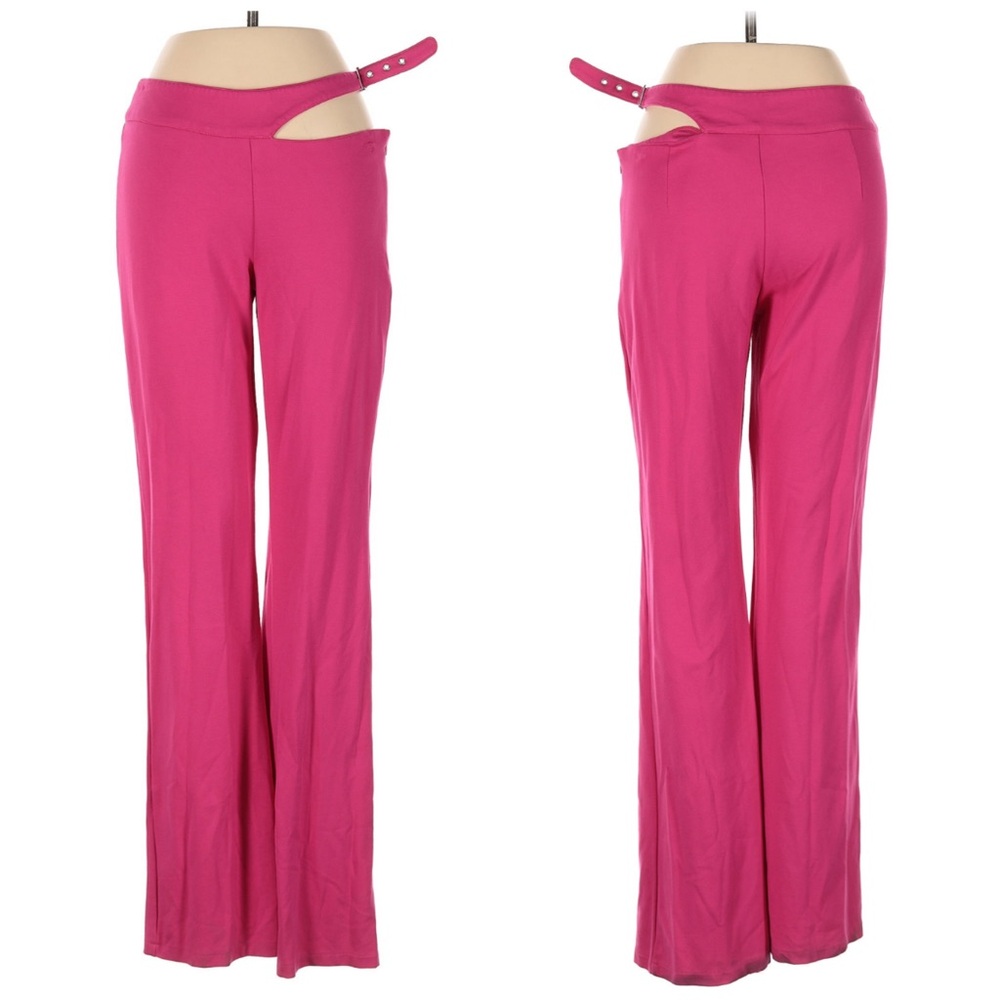 GENERATION KISS Cut Out Straight Leg Pants Trousers Mid Rise Pink Fuchsia Size M